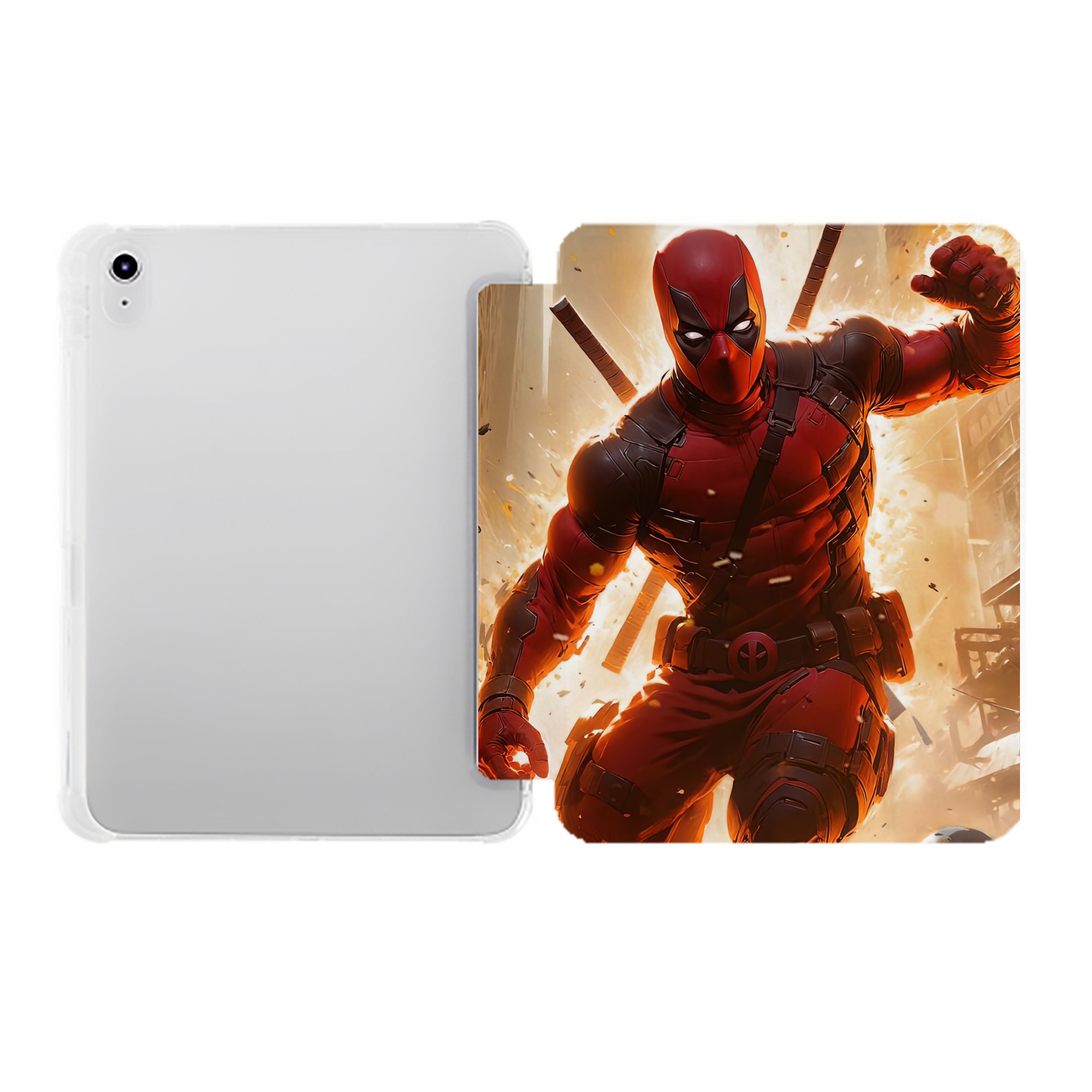 （画像用） Deadpool デッドプール IPad ケース ペン収納付き 三つ折りスタンド PUレザー×シリコン 対応機種9.5/10.5/10.9インチ